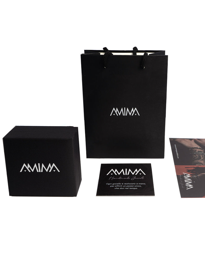 Anello catena con pietra in acciaio 316L oro