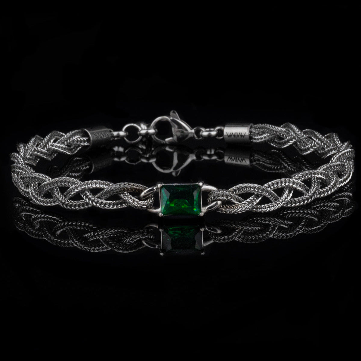 Bracciale intrecciato braid zircon verde