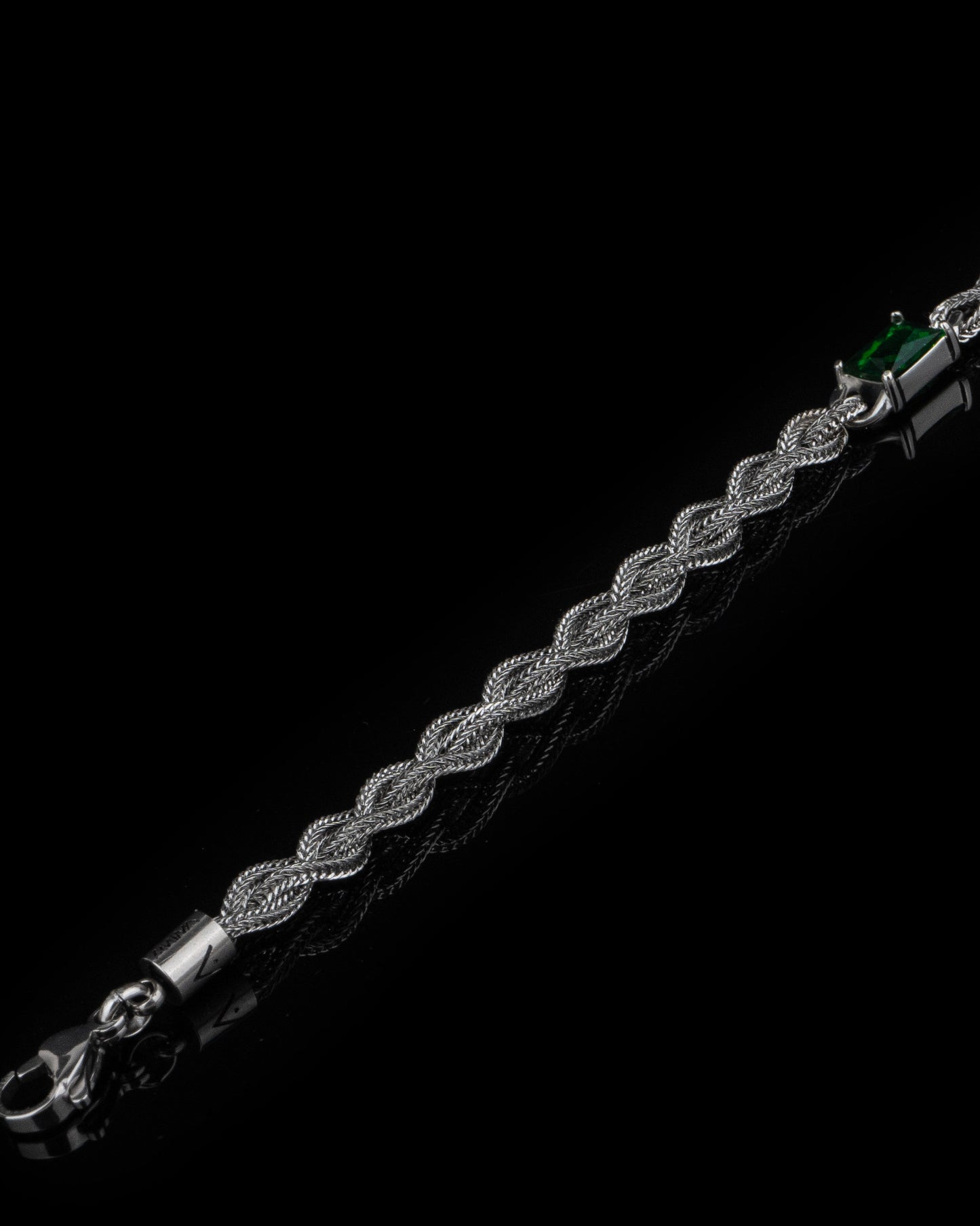 Bracciale intrecciato braid zircon verde
