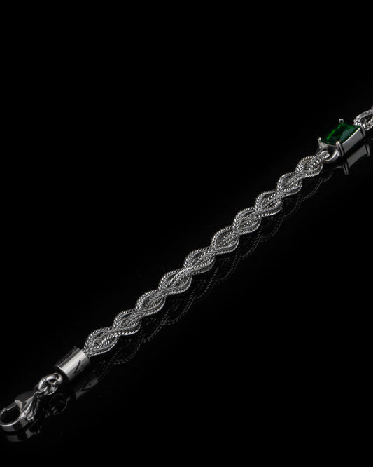 Bracciale intrecciato braid zircon verde