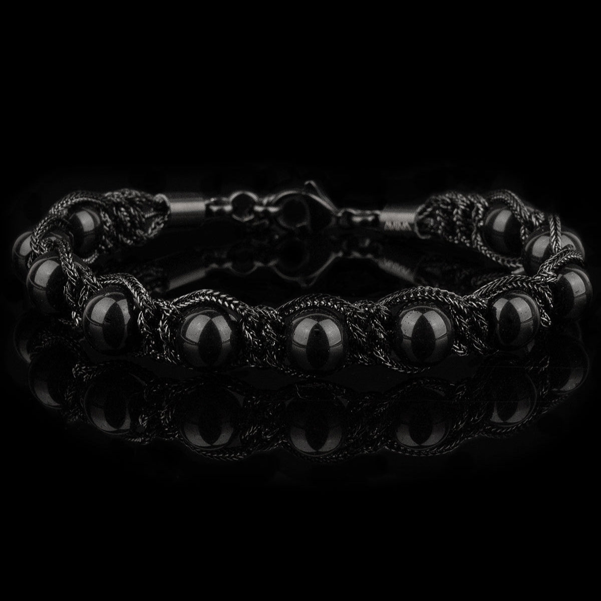 Bracciale Shamballa Placcato Nero Pietre Nere