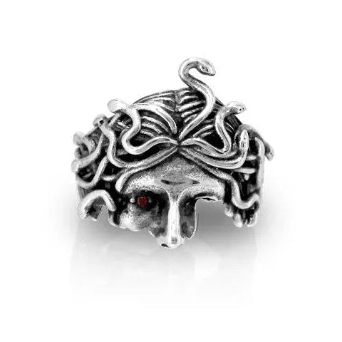 Anello Medusa in acciaio inox argento