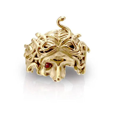 Anello Medusa in acciaio inox oro