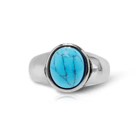 Anello con Pietra turchese in acciaio inossidabile