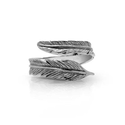 Anello piuma in acciaio inossidabile argento