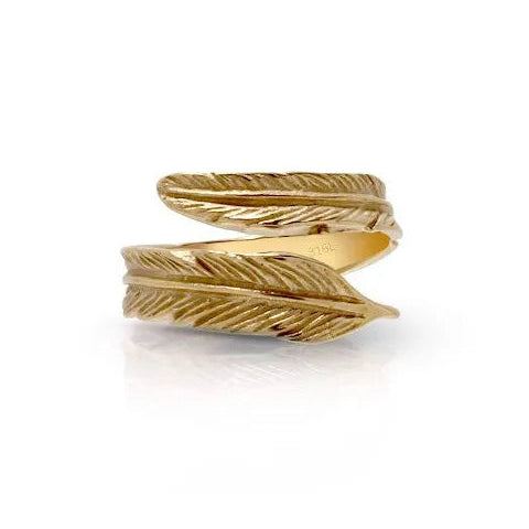Anello piuma in acciaio inossidabile oro