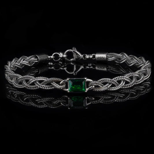 Bracciale intrecciato braid zircon verde