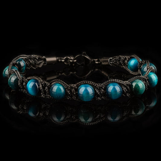 Bracciale Shamballa Azzurro Placcato nero