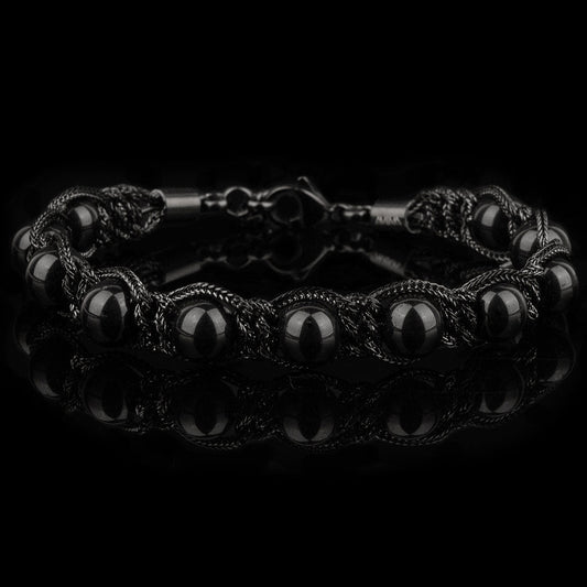 Bracciale Shamballa Placcato Nero Pietre Nere
