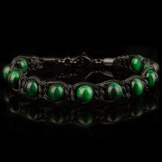 Bracciale Shamballa Placcato Nero Pietre Verdi